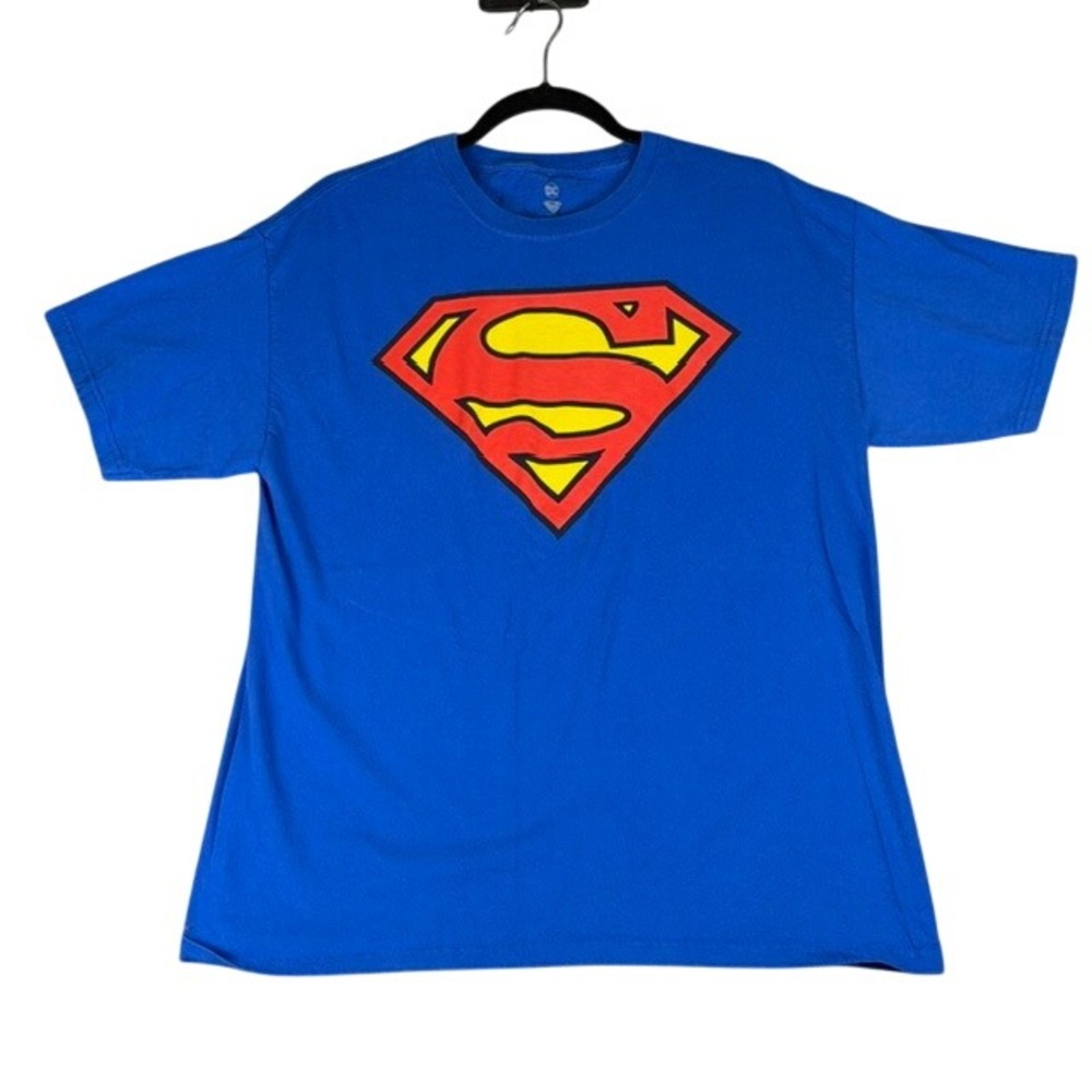 Superman DC Comics Graphic T-Shirt Blue Large Cotton Shield Logo Tee